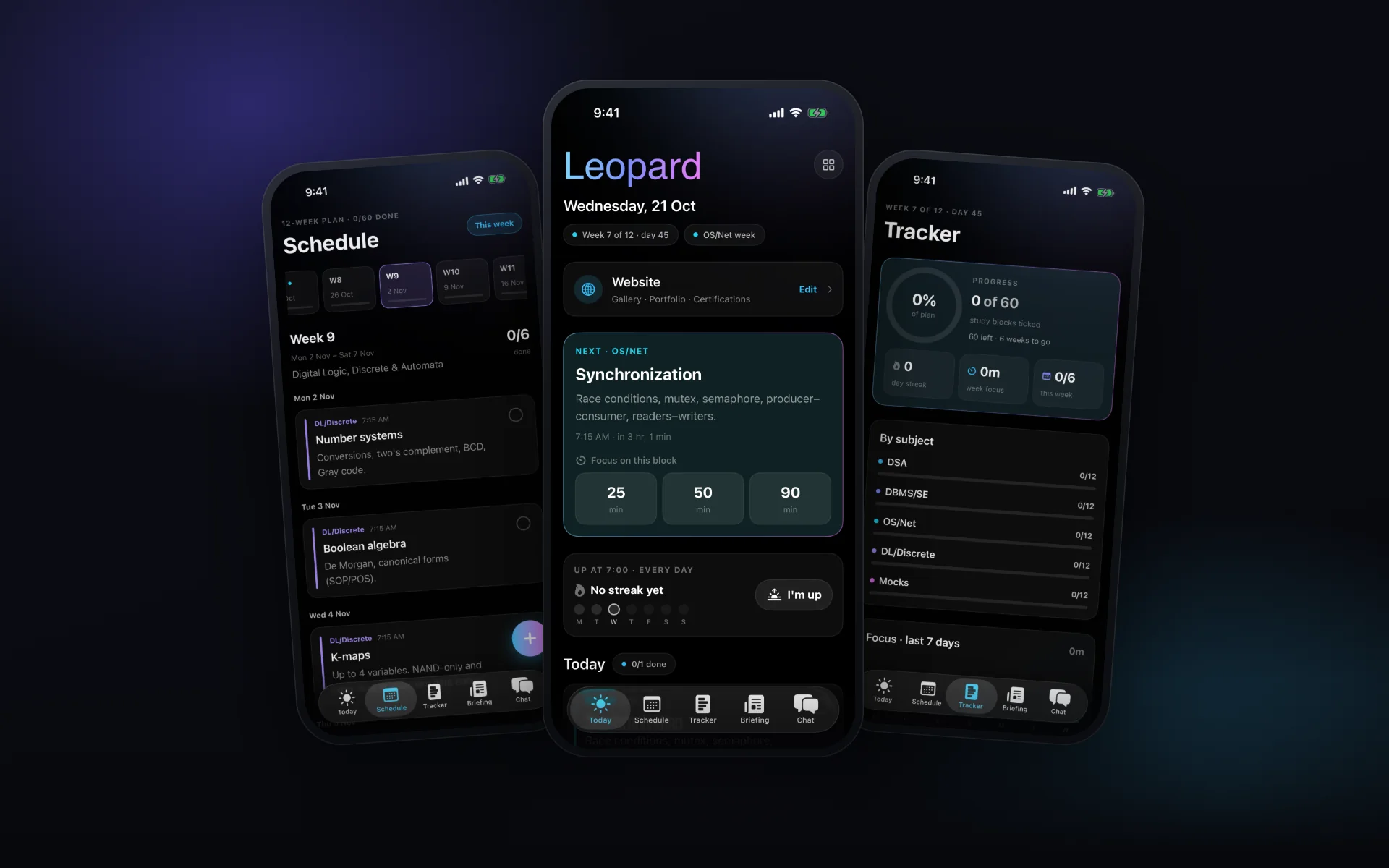 Leopard iOS App — A personal SwiftUI app for study, focus, news, chat, and running my sites