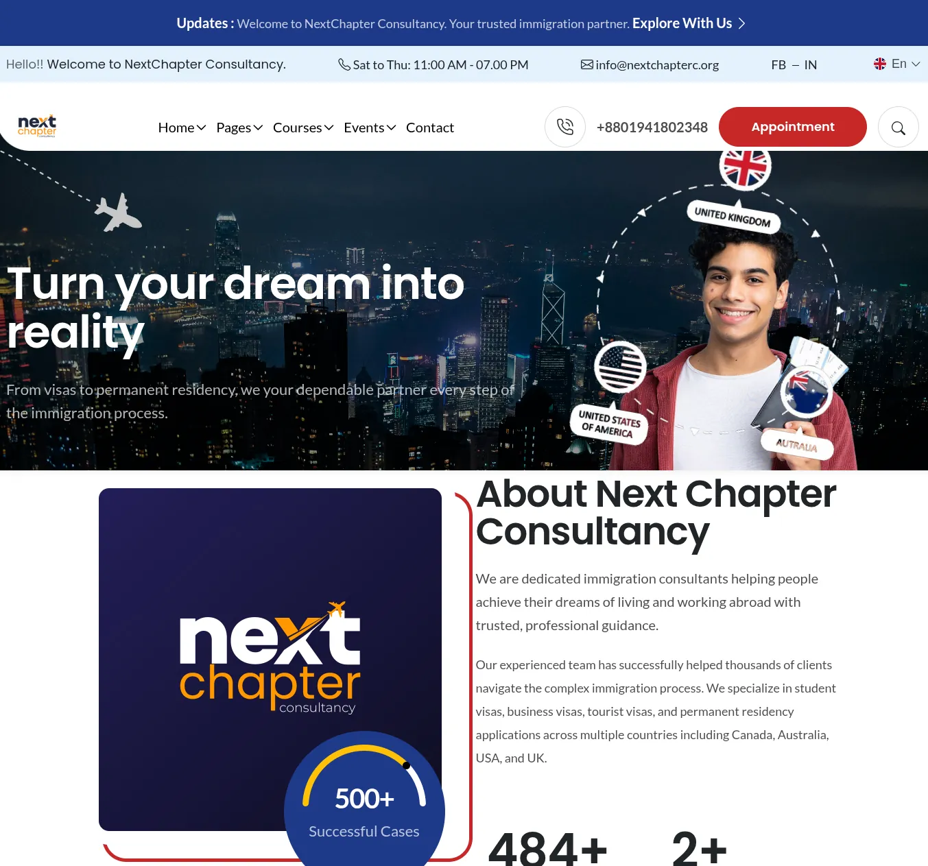 Next Chapter Consultancy — Full website for a visa & immigration consultancy